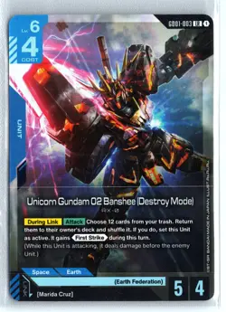 Unicorn Gundam 02 Banshee (Destroy Mode) LR NM Gundam Card Game Newtype Rising - Image 1