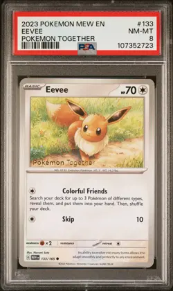 2023 POKEMON MEW EN-151 POKEMON TOGETHER #133 EEVEE PSA 8 - Image 1