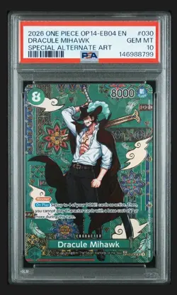 PSA 10 2026 ONE PIECE OP14-EB04 EN DRACULE MIHAWK 030 SPECIAL ALTERNATE ART SP - Image 1