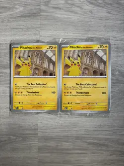 2x Pokemon x Natural History Museum Pikachu At The Museum Jumbo Promo Card - Image 1
