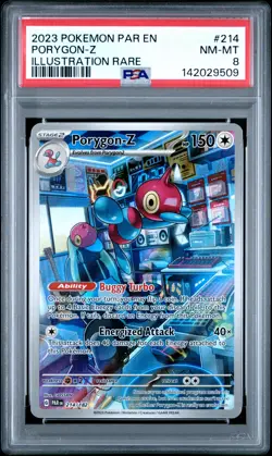 2023 POKEMON PAR EN-PARADOX RIFT ILLUSTRATION RARE #214 PORYGON-Z PSA 8 - Image 1