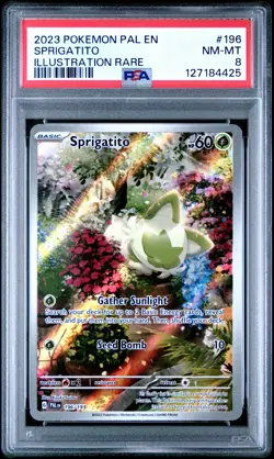 2023 POKEMON PAL EN-PALDEA EVOLVED ILLUSTRATION RARE #196 SPRIGATITO PSA 8 - Image 1