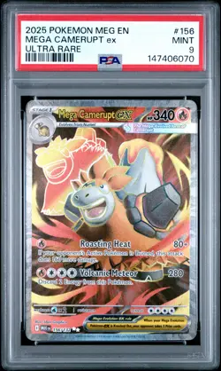2025 POKEMON MEG EN-MEGA EVOLUTION ULTRA RARE #156 MEGA CAMERUPT EX PSA 9 - Image 1