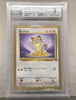 Pokemon Meowth Gold Border Fruit Roll Promo BGS 9 PSA - Image 1