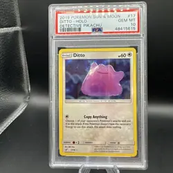 Pokemon TCG Ditto Detective Pikachu Holo Rare Card 17/18 PSA 10 - Image 1