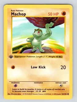 Machop 1st Edition Shadowless 1999 Pokemon Card Base Set 52/102 MP! - Image 1