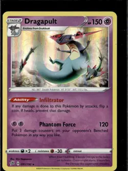 Pokemon Dragapult 091/192 Rebel Clash Holo Rare 2 Card Lot - Image 1