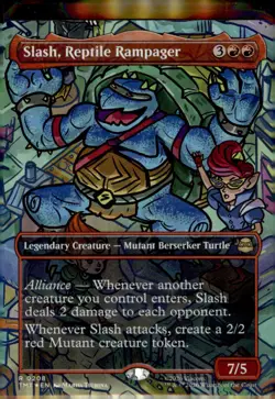 Slash, Reptile Rampager (Borderless) R Foil Teenage Mutant Ninja Turtles 208 NM - Image 1