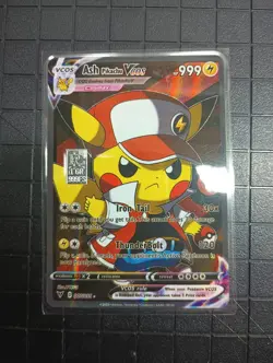 Pikachu Dressed As Ash Ketchum Pokemon Holo GX VMAX w/ 1 Grain Silver - Image 3