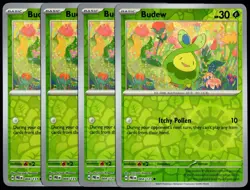 Pokemon TCG 4x Budew 004/131 Prismatic Evolutions Reverse Holo Playset - NM/LP - Image 1