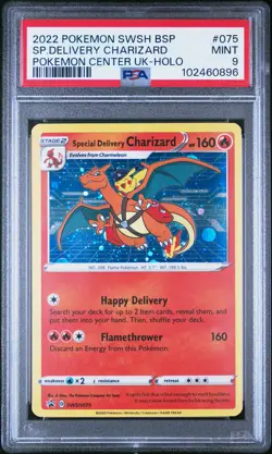 2022 POKEMON SWSH BLACK STAR PROMO #075 SPECIAL DELIVERY CHARIZARD-HOLO PSA 9 - Image 1