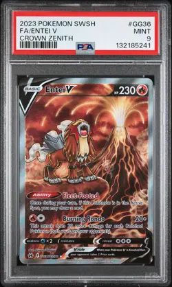 Entei V Pokemon Sword And Shield Crown Zenith GG36 NM PSA 9 - Image 1