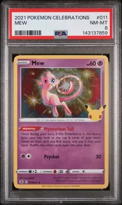 Mew - 2021 Pokemon Sword & Shield Celebrations #011/025 Holo PSA 8 - Image 1