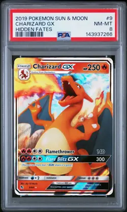 2019 Pokemon Hidden Fates Charizard GX 9/68 PSA 8 NM-MINT - Image 1
