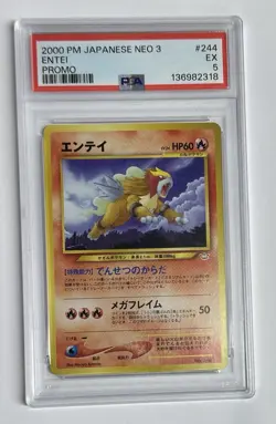2000 Pokemon Japanese Neo 3 Promo Entei #244 PSA EX 5 - Image 1