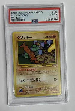 2000 Pokemon Japanese Neo 3 Promo Sudowoodo #185 PSA VG-EX 4 - Image 1