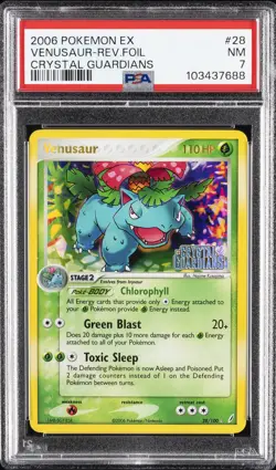 2006 POKEMON EX CRYSTAL GUARDIANS #28 VENUSAUR-REVERSE FOIL PSA 7 - Image 1