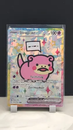 Pokemon Cracked Ice Holo Rainbow Boarder Cute Anime Slowpoke Card - Image 1