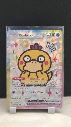 Pokemon Cracked Ice Holo Rainbow Boarder Cute Anime Psyduck Card - Image 1