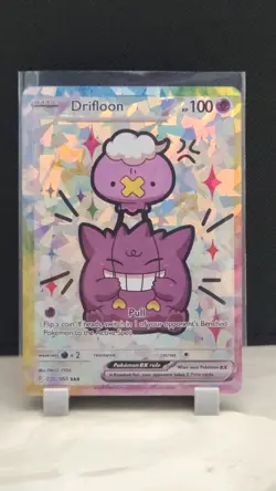 Pokemon Cracked Ice Holo Rainbow Boarder Cute Anime Drifloon Card - Image 1