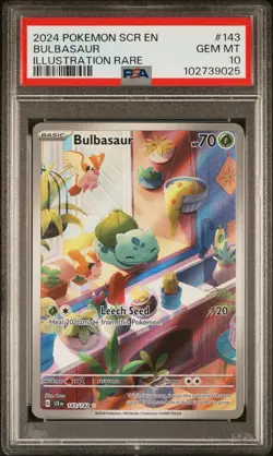 2024 POKEMON SCR EN-STELLAR CROWN ILLUSTRATION RARE #143 BULBASAUR PSA 10 - Image 1