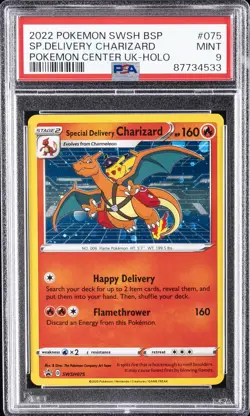 2022 POKEMON SWSH BLACK STAR PROMO #075 SPECIAL DELIVERY CHARIZARD-HOLO PSA 9 - Image 1