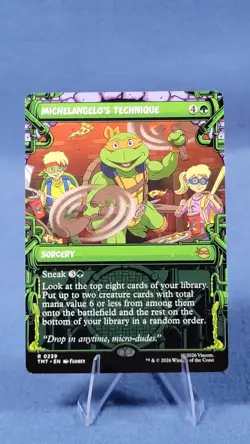 Michelangelo’s Technique Borderless NM TMT 239 MTG: Teenage Mutant Ninja Turtles - Image 1