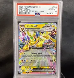 Pokemon Prismatic Evolutions Jolteon EX 030 PSA 10 Surprise Box Stamped Promo - Image 1
