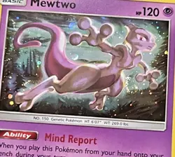 Mewtwo SM214 Black Star Promo Cosmos Holo Double Swirl LP Pokemon TCG - Image 3