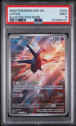 2024 POKEMON SSP EN-SURGING SPARKS ILLUSTRATION RARE #203 LATIOS PSA 9 - Image 1