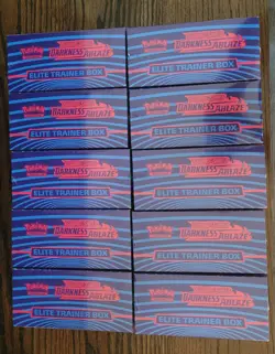 Lot 10 Pokemon TCG DARKNESS ABLAZE ETB Sword and Shield Elite Trainer Case Box - Image 2
