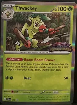 Pokemon Thwackey SVP 115 - Twilight Masquerade PRERELEASE HOLO PROMO - Image 1