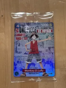 One Piece Monkey D. Luffy US Voyage College Basketball Promo Card - SEALED - Image 1