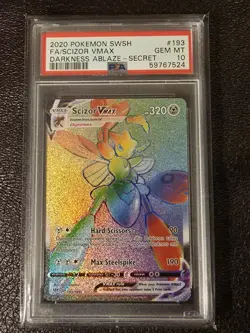 Pokemon 2020 Darkness Ablaze Scizor VMAX Rainbow Secret Rare Card 193/189 Psa 10 - Image 1