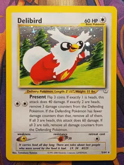 Delibird - 5/64 - Neo Revelation - Holo Rare *Holo Bleed Error* LP - Pokemon - Image 1