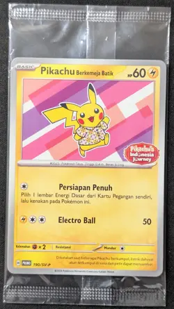 Pokemon Pikachu Berkemeja Batik #190/SV-P Indonesia Journey Promo Sealed - Image 1