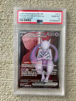 2025 POKEMON DRI EN-DESTINED RIVALS ULTRA RARE TEAM ROCKET'S MEWTWO EX PSA 10 - Image 1