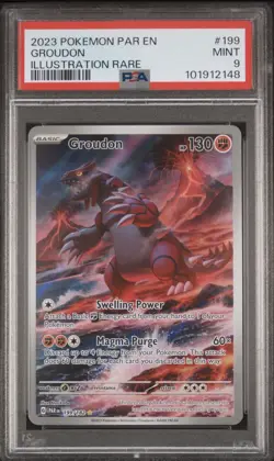 Pokemon TCG Groudon Illustration Rare Paradox Rift 199/182 PSA 9 Mint - Image 1
