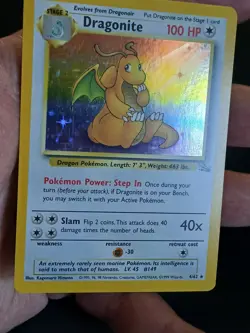 Pokemon TCG 1999 Dragonite 4/62 Fossil Holo LP See Pictures - Image 4