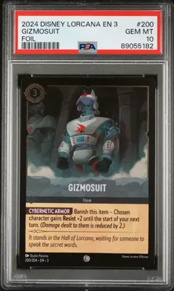 2024 Disney Lorcana 3 #200 Gizmosuit - Foil PSA 10 GEM! - Image 1