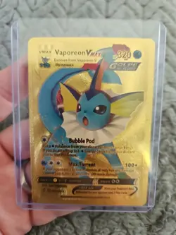 Vaporeon Vmax Gold Foil Fan Art Vinyl Textured Collector Pokemon Card - Image 1