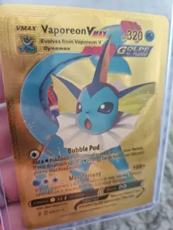 Vaporeon Vmax Gold Foil Fan Art Vinyl Textured Collector Pokemon Card - Image 4