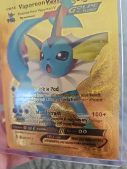 Vaporeon Vmax Gold Foil Fan Art Vinyl Textured Collector Pokemon Card - Image 5