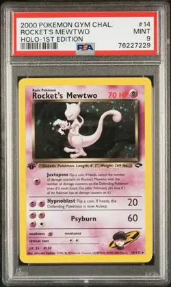 Pokemon Rocket's Mewtwo 14/132 PSA 9 Mint Gym Challenge 1st Edition Holo Rare - Image 1