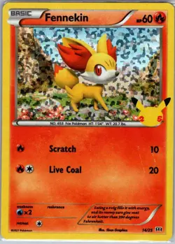 Fennekin - 14/25 Holo McDonald's 25th Anniversary Promos - Pokemon Card - NM - Image 1
