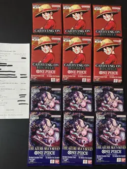 12 Packs - Bandai One Piece Card Game Booster Carrying On His Will & Azure Sea'… - Image 5