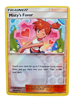 2019 Pokemon Card Misty's Favor REVERSE HOLO card Unified Minds 202/236 -NM - Image 1