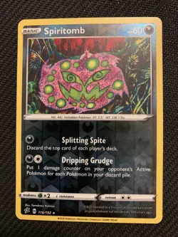 Spiritomb 2020 Rebel Clash Reverse Holo Rare Pokemon Card 116/192 (NM) - Image 1