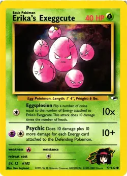 Pokemon TCG Erika's Exeggcute 77/132 Common Unlimited Gym Heroes LP - Image 1