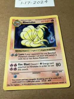 Pokemon TCG Ninetales Base Set 12/102 Holo Shadowless Holo Rare - Image 4